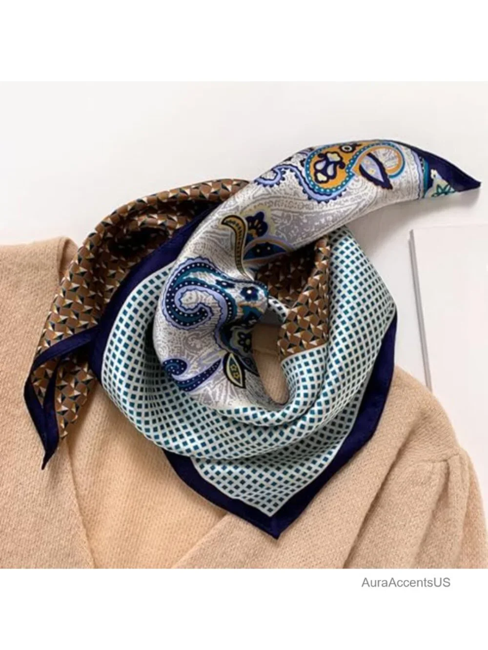 100% Mulberry Silk Square Scarf - Neckerchief & Headscarf 21